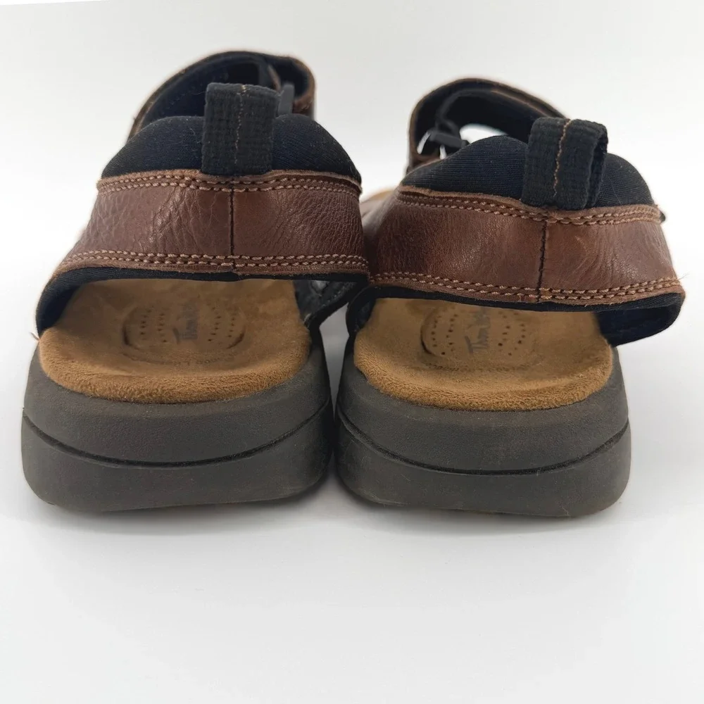 Thom McAn Brown Leather Fisherman Sandals Shock Absorbing Breathable Mens 11